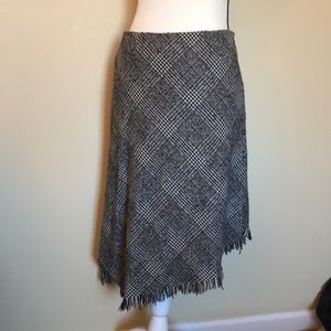 Tribal Asymmetrical Plaid Skirt w Fringed Hem B5
